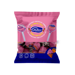 Aardbei-room lolly met kauwgom 15,5 g Cerdán Caramelos | Distribución Mayorista