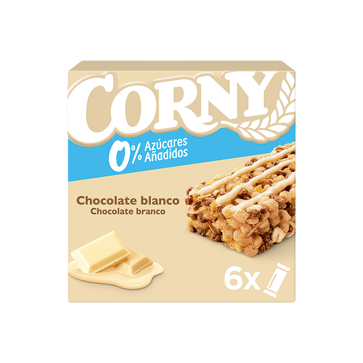 Barrita Chocolate Blanco 0% Azúcares Añadidos 6 x 20 g Corny | Distribución Mayorista