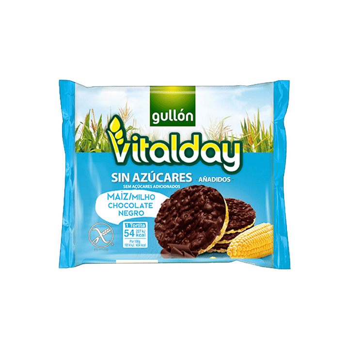 Tortitas di Mais con Cioccolato Fondente Senza Zuccheri Aggiunti Vitalday 100 g | Distribucion Mayorista