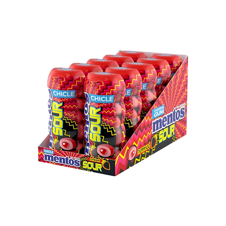 Mentos Sour Gum Fresa 30g - Distribución Mayorista