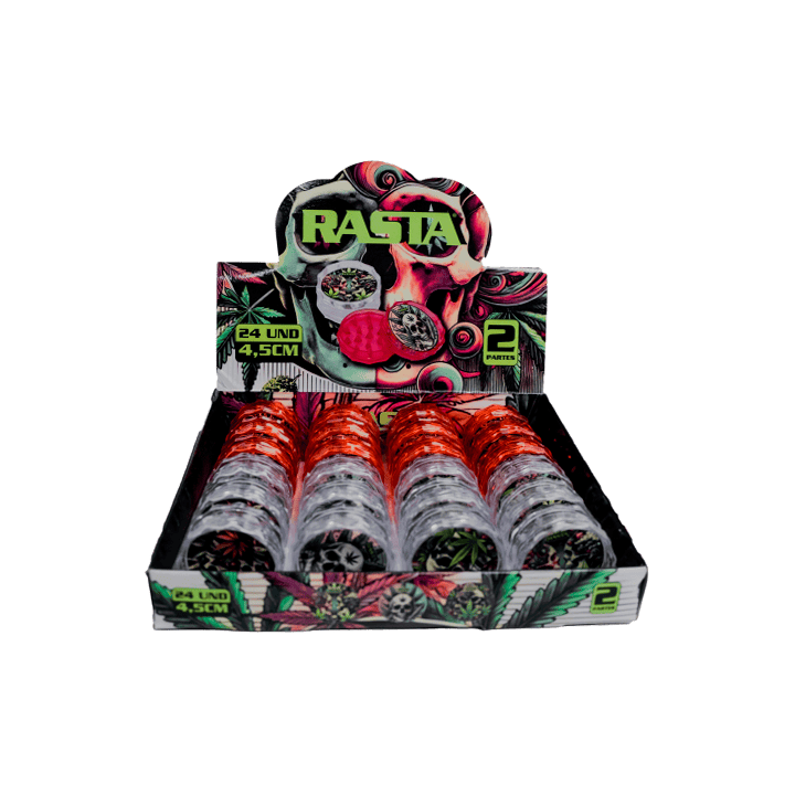 Grinder Crânes 2 Parties 4.5cm Rasta - Distribución Mayorista